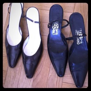 2 pairs of 9.5 AAA Ferragamo sling backs